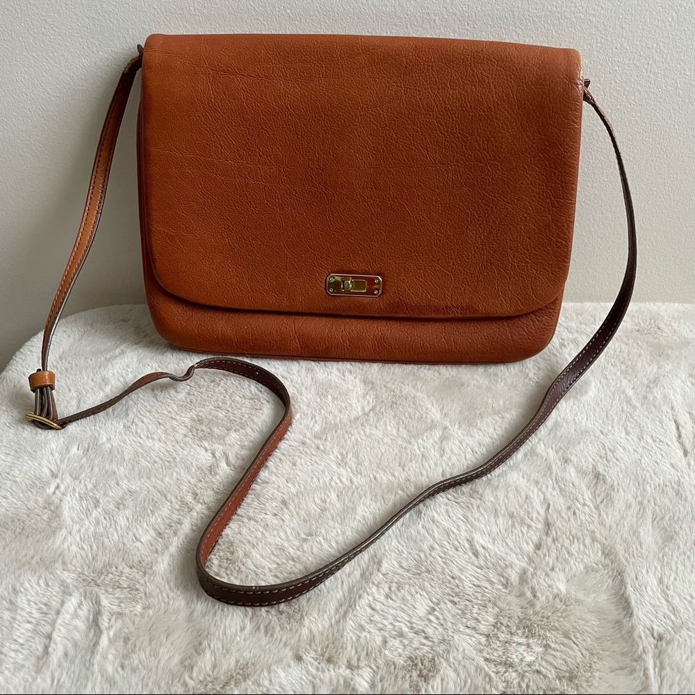 J CREW | Sophia turn-lock leather brown crossbody purse